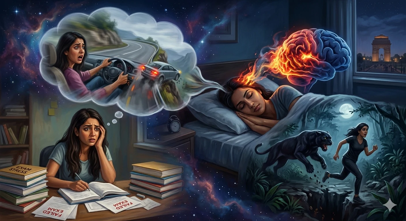 an infographic showing brain activation and different dream we encounter during sleep