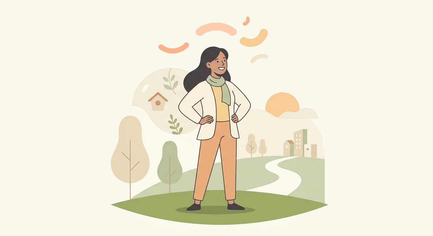 A person standing confidently in an open space, representing the empowering mindset shift that comes with learning self-respect, personal growth, and healthy boundaries