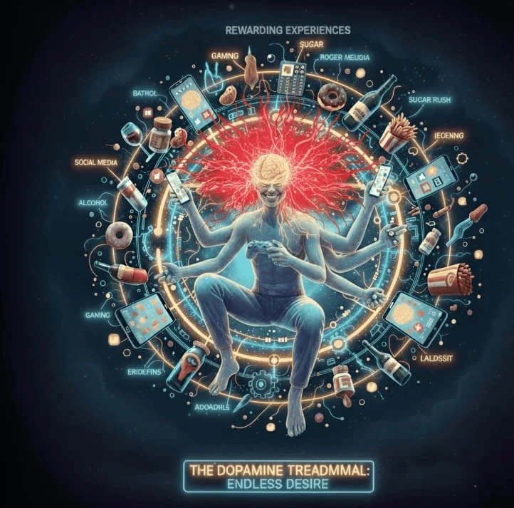 A person stuck in a dopamine loop