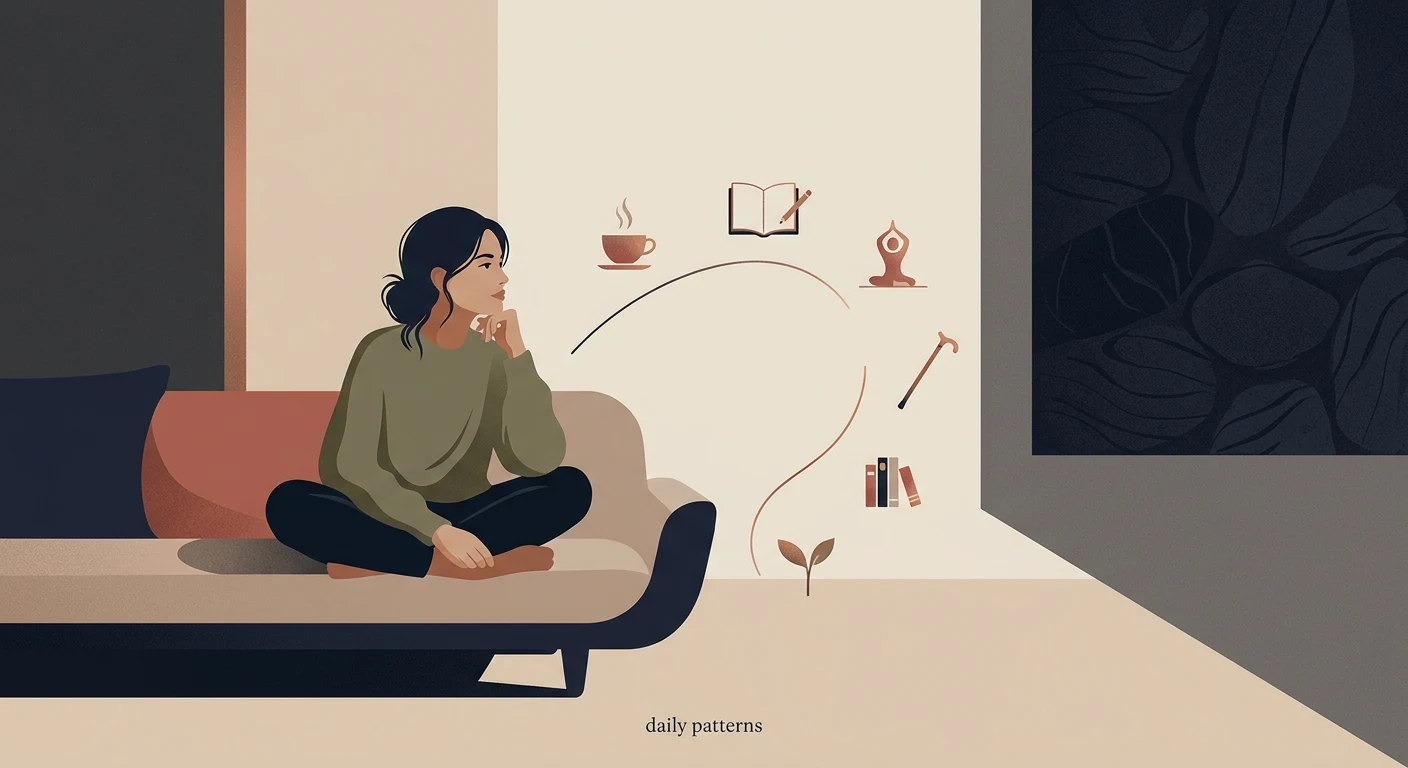 Someone quietly reflecting on the personal habits they carry every day