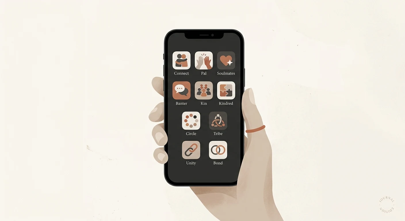 Smartphone screen showing multiple friendship and companion app icons on a home screen