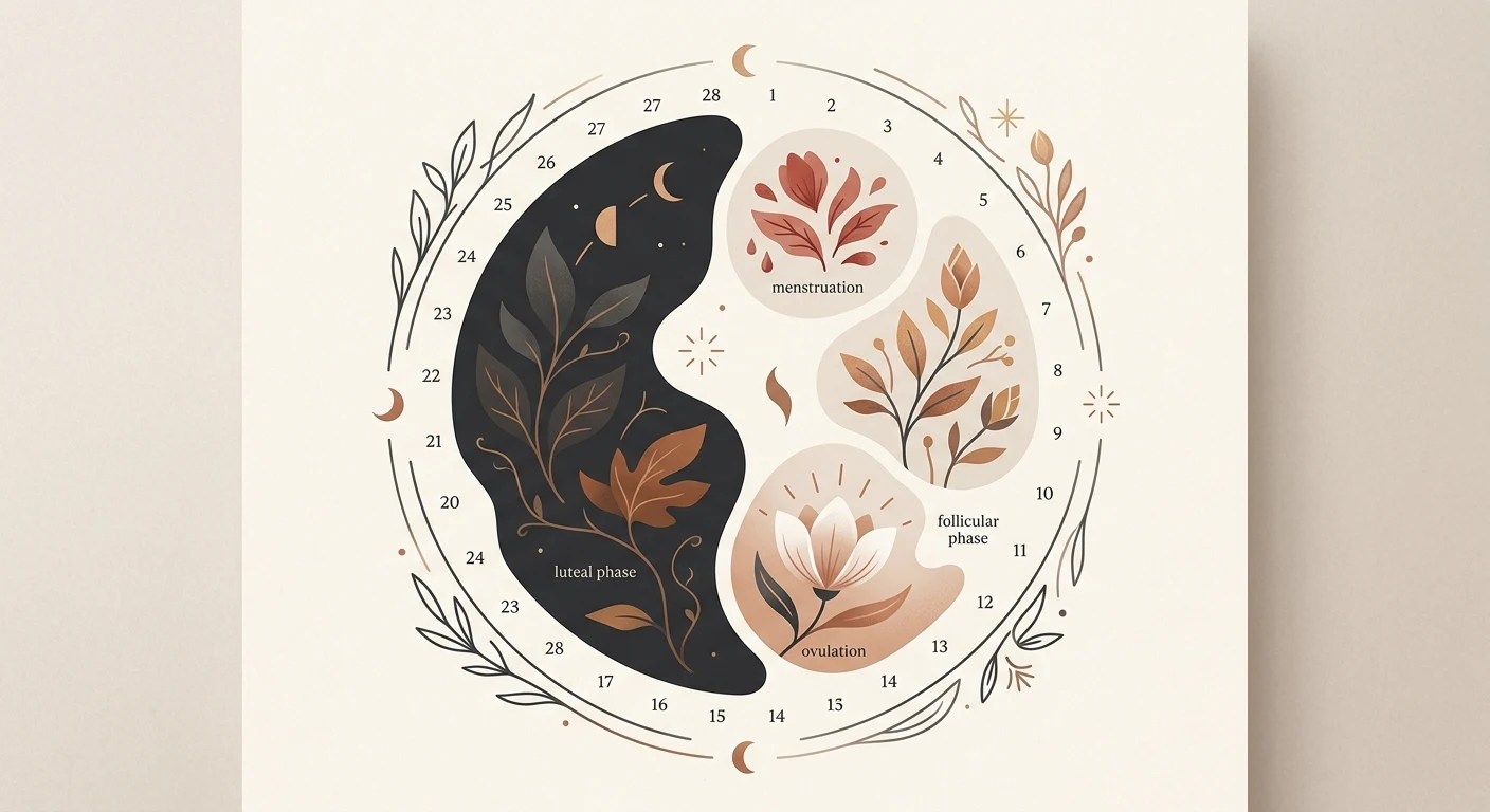 Calendar showing the four phases of a menstrual cycle