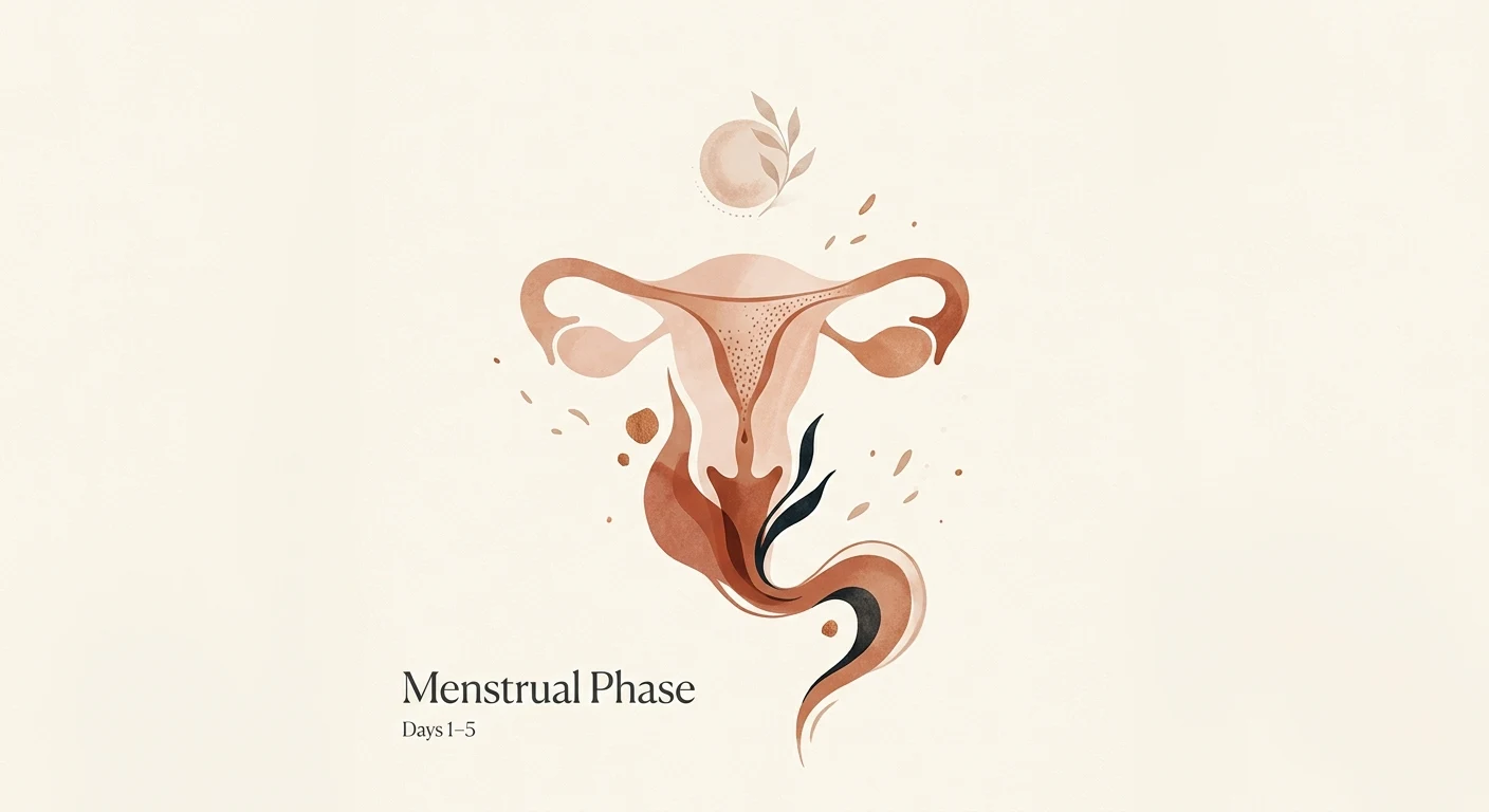 Minimal illustration of the uterus representing the menstrual phase of the menstrual cycle